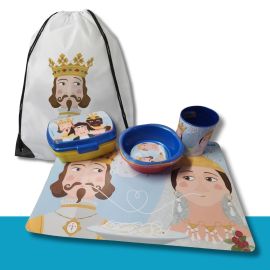 Pack Infantil Joshemiguelerico: Mantel + Sandwichera + Taza + Set de cuentos + Mochila