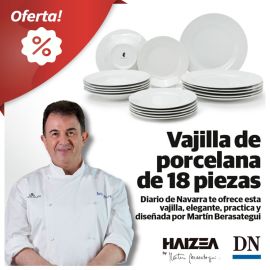 Descubre la exclusiva vajilla de 18 piezas de porcelana blanca diseñada por Martín Berasategui. Ideal para microondas y lavavajillas. Compra ahora en MundoDN.