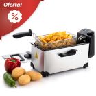 Compra freidora con capacidad de 3 litros, es de acero inoxidable y 2200w de potencia cubierta con revestimiento esmaltado, apta para el lavavajillas tapa con filtro anti olores perfecta para hacer fritos o patatas.