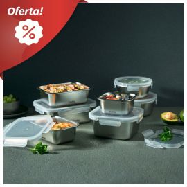 Compra la colección de envases de acero inoxidable aptos para microondas. Herméticos, resistentes, ecológicos y aptos para horno y congelador. ¡Cómpralos online ahora!