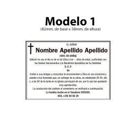 Esquela - Modelo 1 (81mm x 58mm)