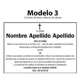 Esquela - Modelo 3 (125mm x 88mm)
